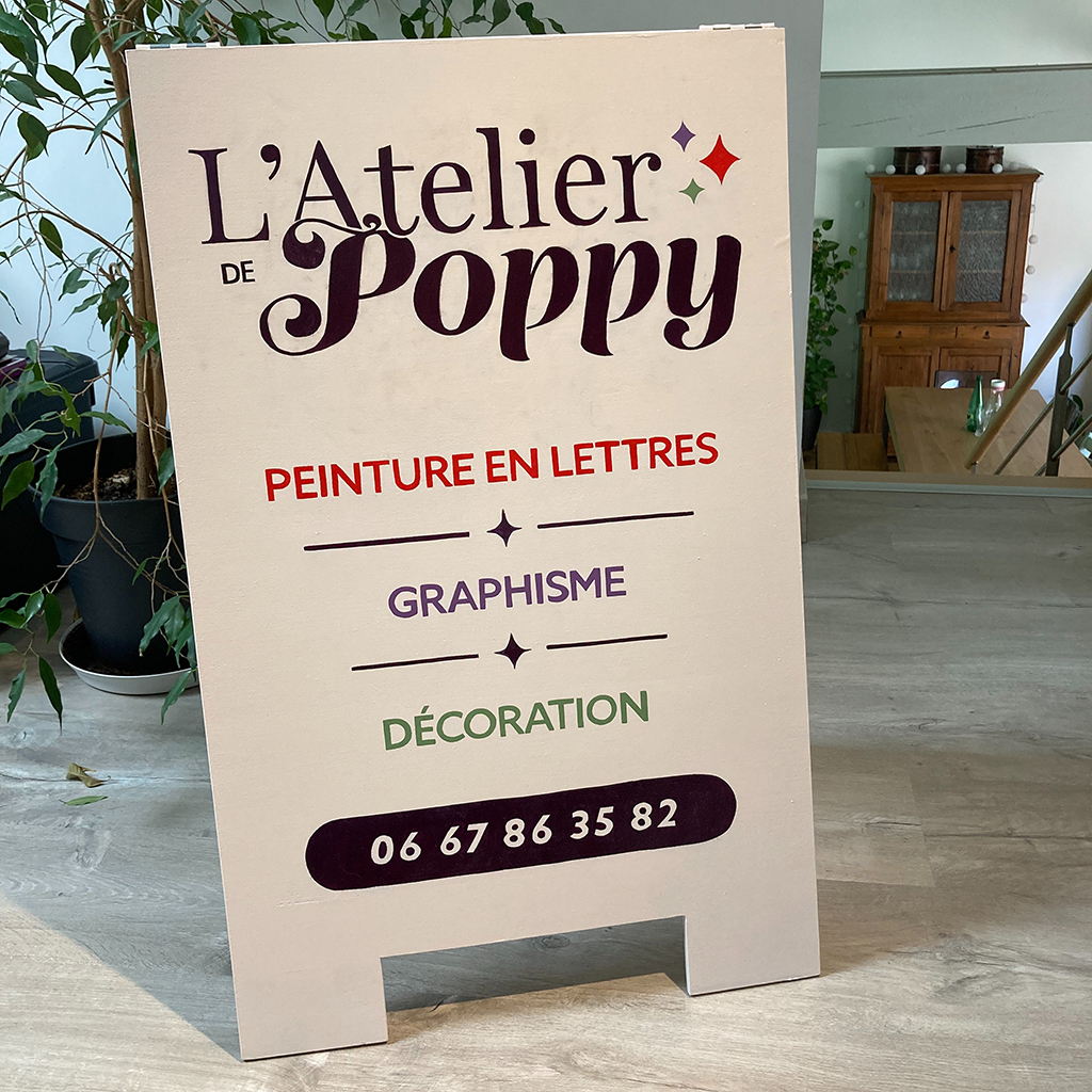 Panneau Stop Trottoir peint à la main de L'Atelier de Poppy en Saône-et-Loire 71